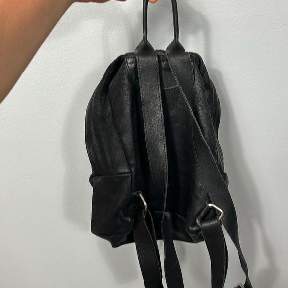 Brandy Melville Black Leather Small Backpack- gently used - Picture 6 of 11